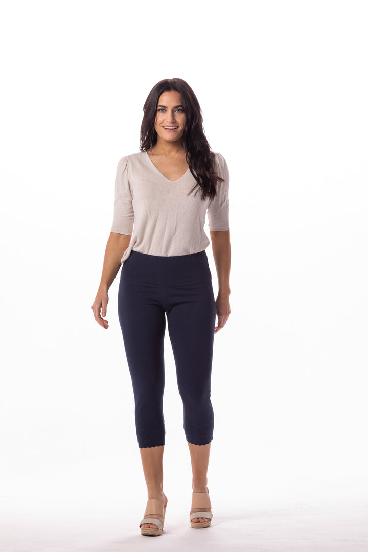 Teri Embroidered Hem Capri - INTROclothing