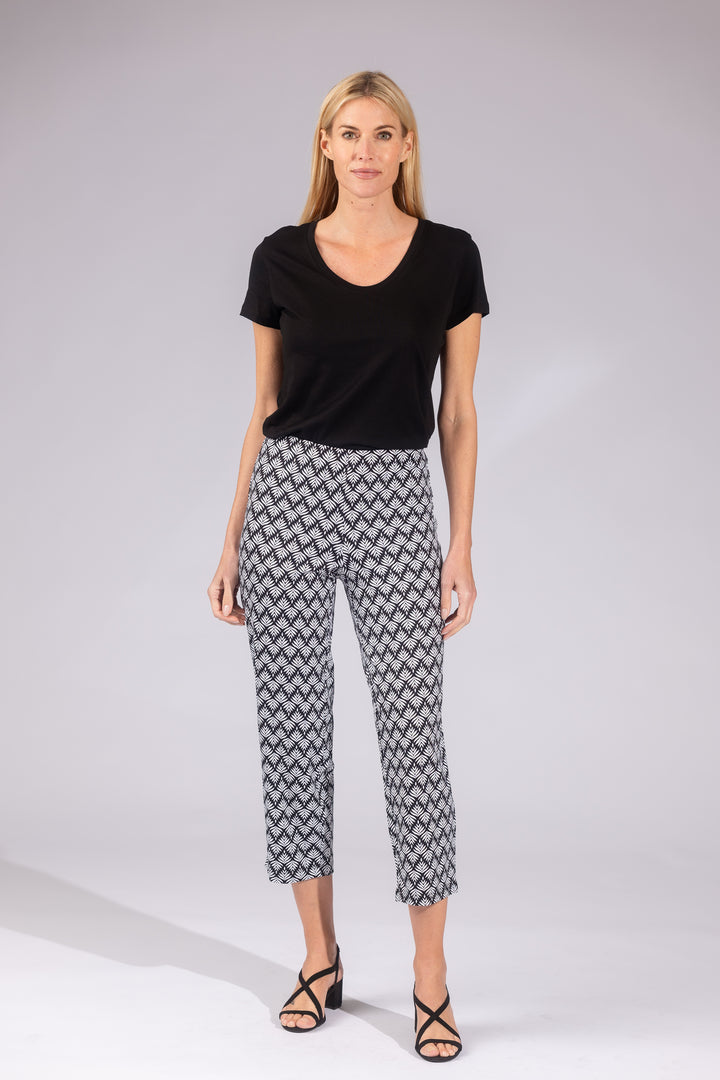 Laura Printed Stretch Ponte Slim Straight Pants