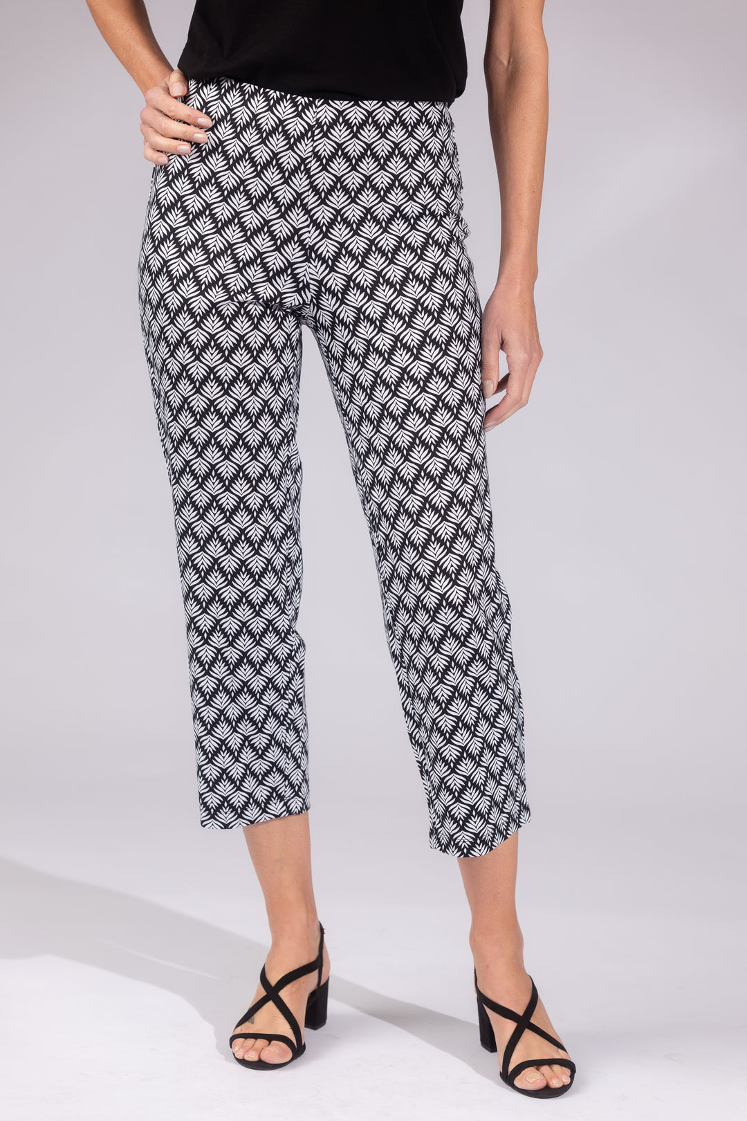 Laura Printed Stretch Ponte Slim Straight Pants