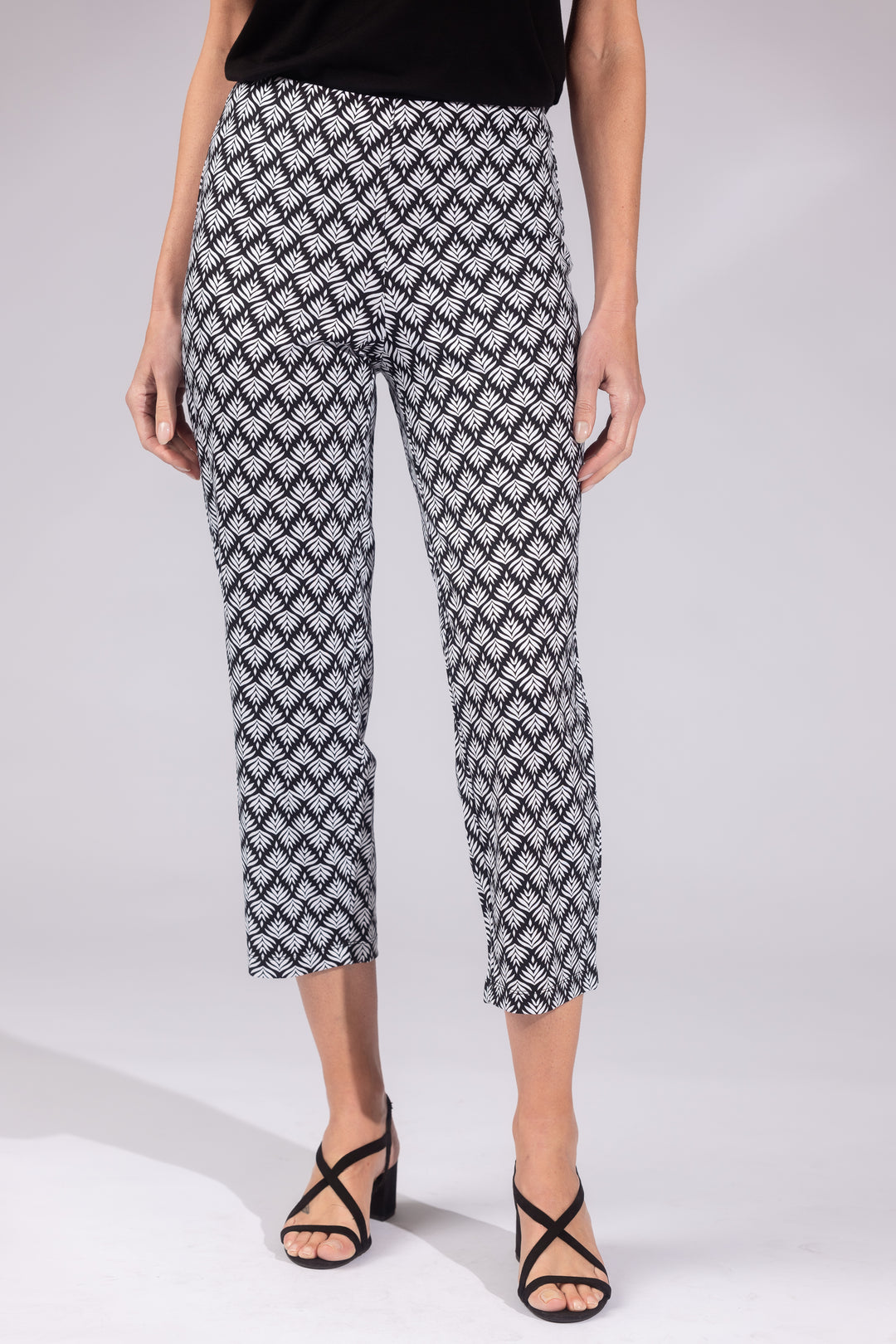 Laura Printed Stretch Ponte Slim Straight Pants