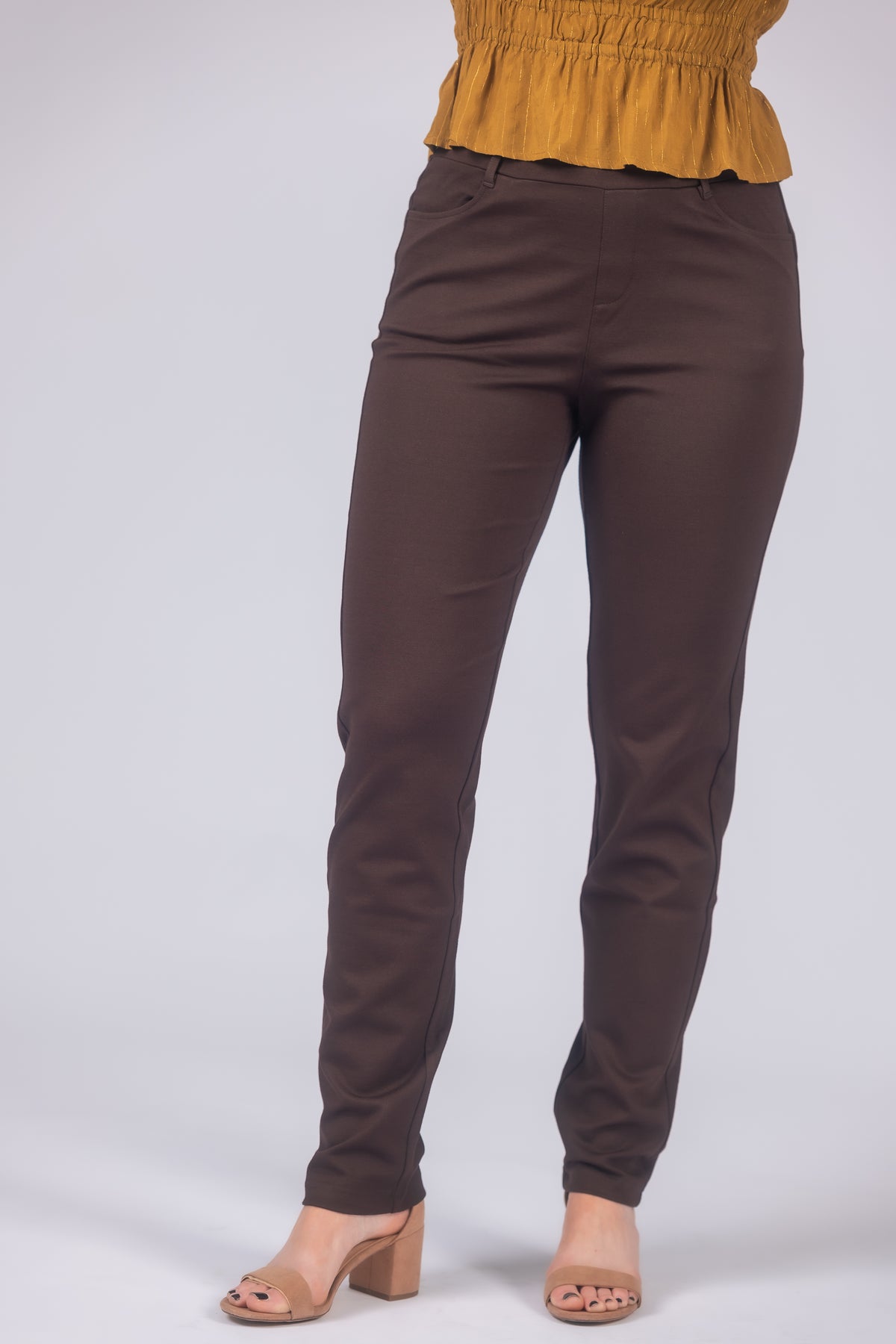 Intro Stella Double Knit Slim Straight Leg Pull-On Pants