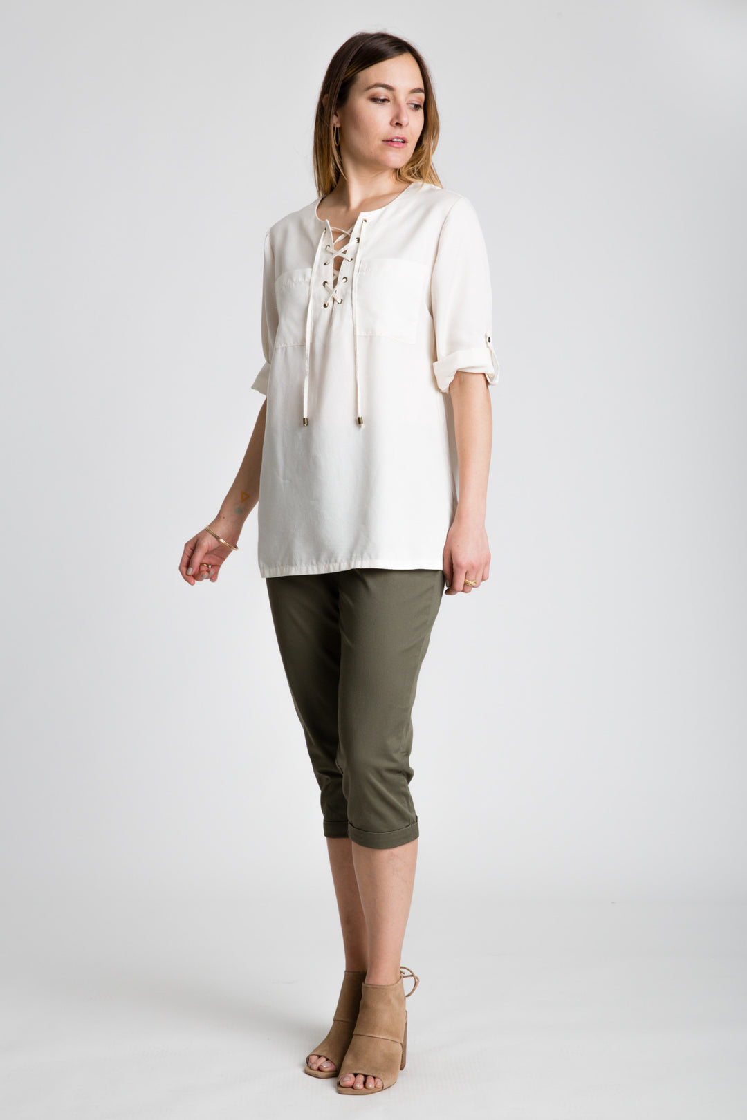 Lace-up Tunic Blouse - INTROclothing