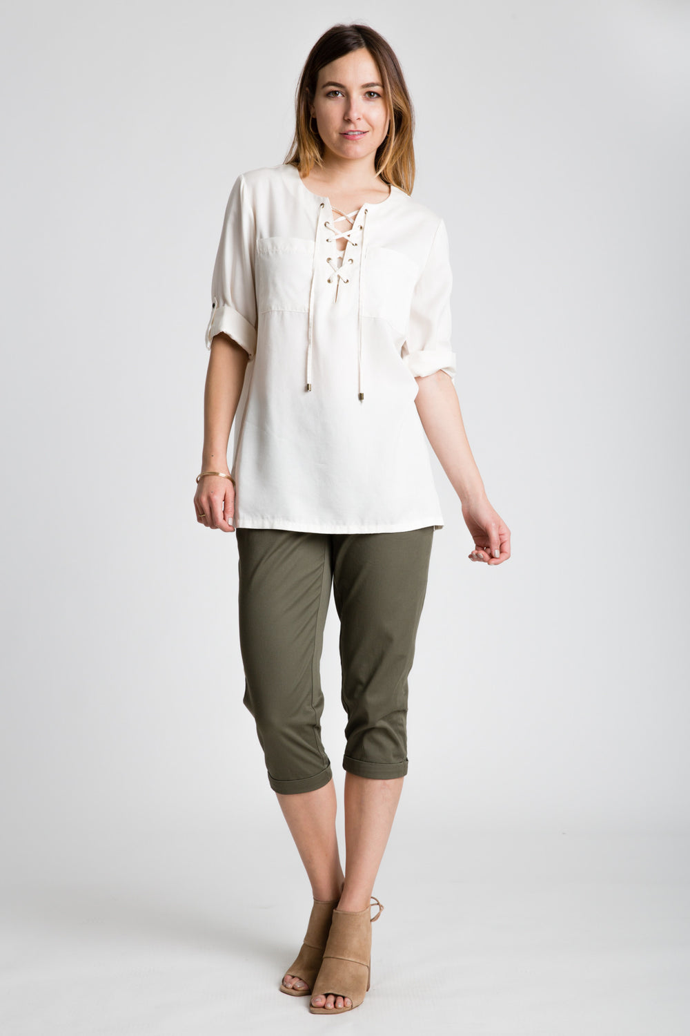 Lace-up Tunic Blouse - INTROclothing